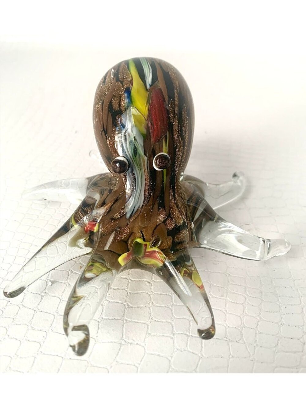 Vintage Art Glass Octopus Figurine Paperweight Hand Blown Aquarium Decor